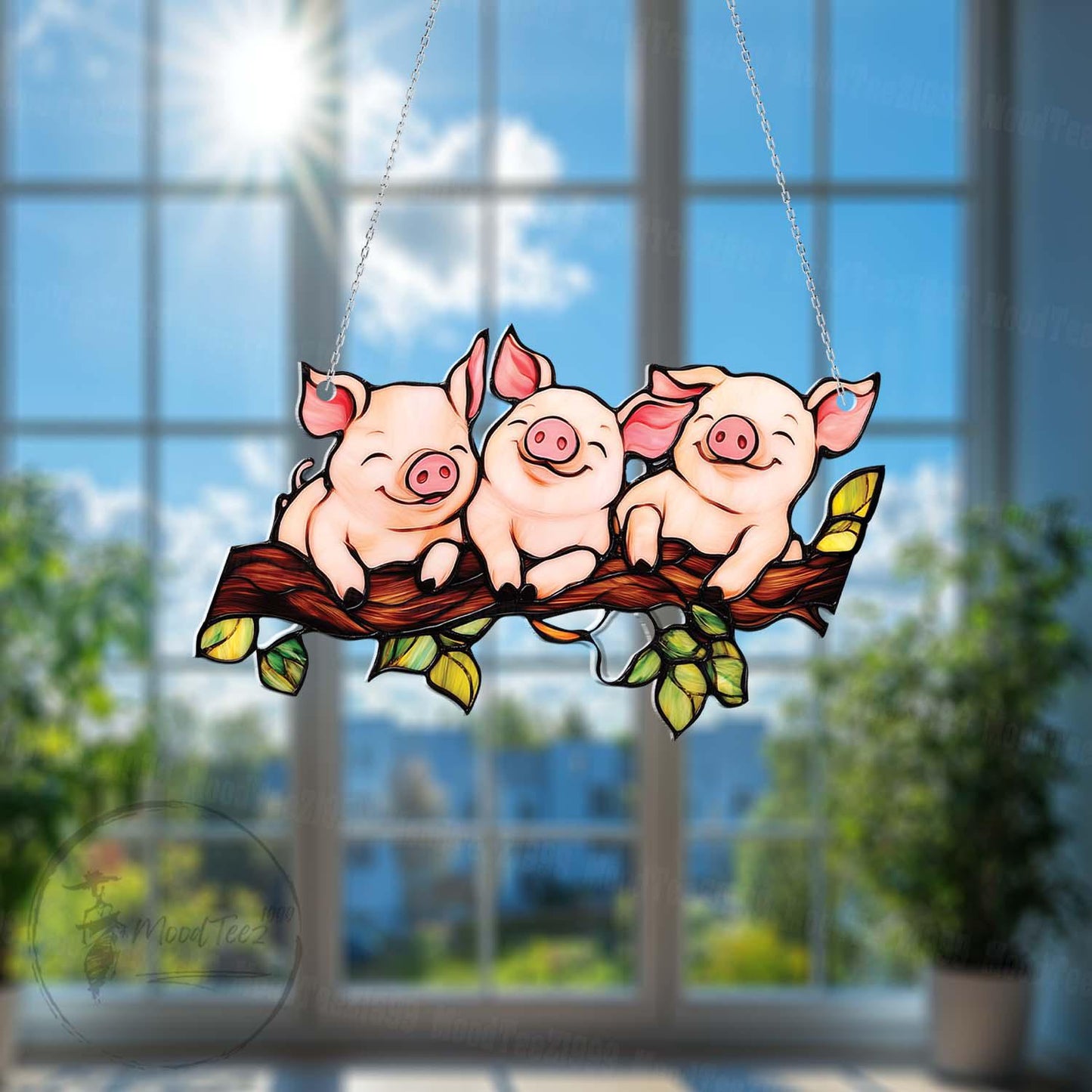 Three Little Pigs Window Hanging, Cute Acrylic Farm Animal Decor, Whimsical Piglet Window Art, Funny Gift for Animal Lovers, Home Charm
