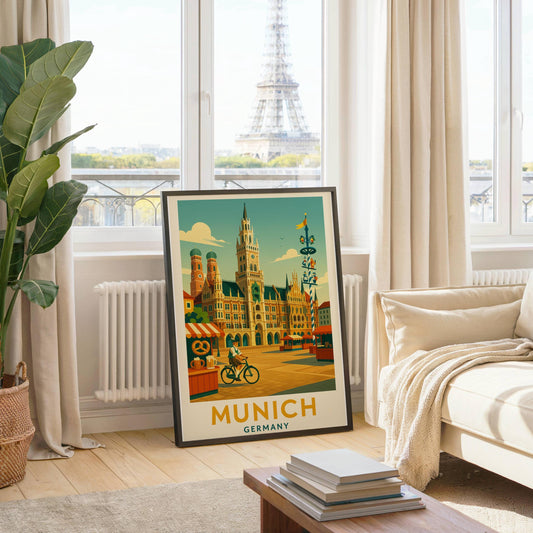 Munich Travel Poster Wall Art Vintage Germany Print, Modern Home Decor, Stylish Birthday & Wedding Gift Idea, Oktoberfest München Poster