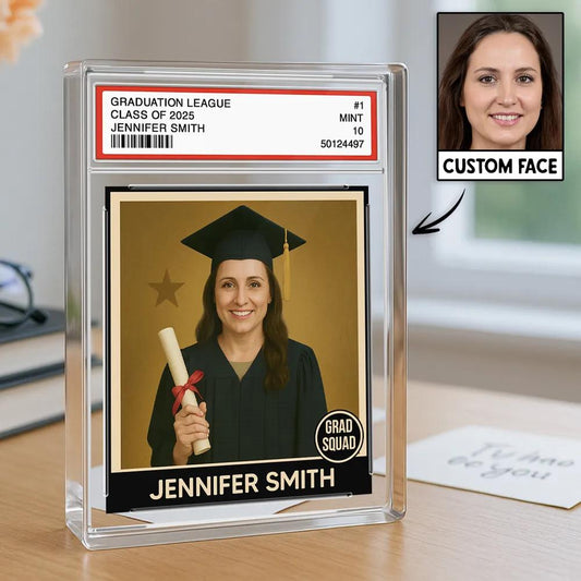 Personalized Graduation Acrylic Block With Picture, Custom Photo in Trading Card Style, A Unique Keepsake Gift for Your Favorite Graduate