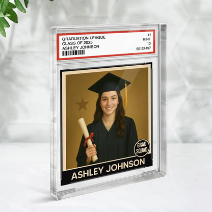 Personalized Graduation Acrylic Block With Picture, Custom Photo in Trading Card Style, A Unique Keepsake Gift for Your Favorite Graduate