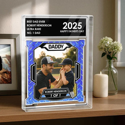 Custom Photo No1 Dad Trading Card Style Personalized Acrylic Block Plaque, Trading Card Style Acrylic Plaque, Personalised Father’s Day Gift