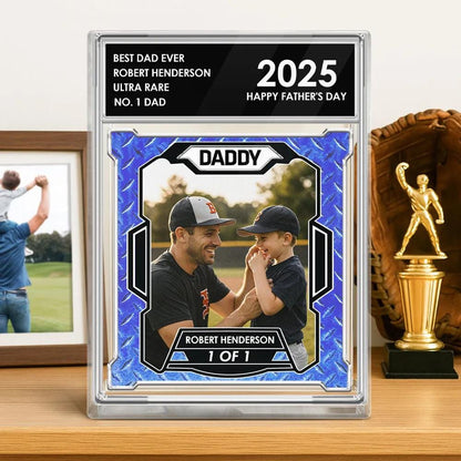 Custom Photo No1 Dad Trading Card Style Personalized Acrylic Block Plaque, Trading Card Style Acrylic Plaque, Personalised Father’s Day Gift
