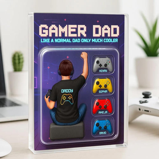 Custom Gamer Dad Action Figure Plaque, A Fun & Unique Acrylic Gift for the Coolest Gamer Dad or Husband this Father’s Day