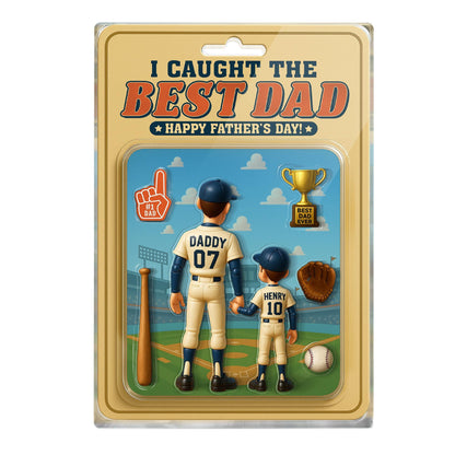 Personalized I Caught the Best Dad Baseball Acrylic Plaque – Custom Father’s Day Gift for Dad, Husband, Grandpa, Pop, Acrylic Block Plaque
