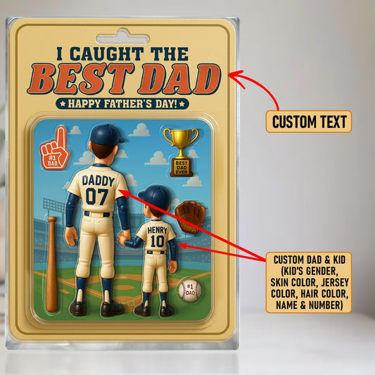 Personalized I Caught the Best Dad Baseball Acrylic Plaque – Custom Father’s Day Gift for Dad, Husband, Grandpa, Pop, Acrylic Block Plaque