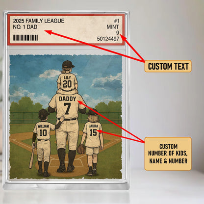 Personalized 2025 Family League No.1 Dad Acrylic Plaque – Custom Father’s Day Gift for Dad, Husband, Grandpa, Pop, Dad Acrylic Block Plaque