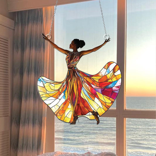 African American Women Acrylic Window Hanging, Vibrant Cultural Wall Art, African Decor, Juneteenth Home Decor, Black History Month Gift