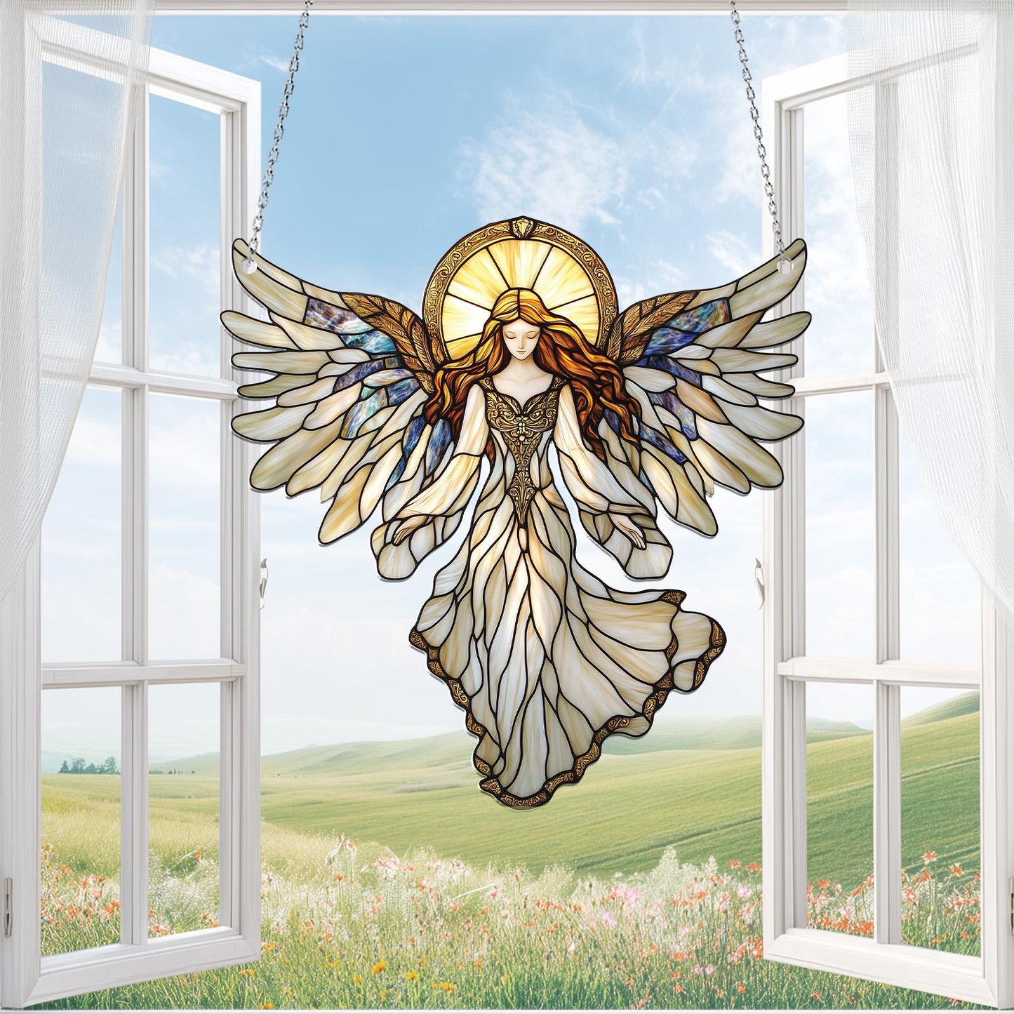 Angel with Wings Acrylic Window Hanging, Heaven Acrylic Window Hanging, Gift for Spiritual Angel Lovers, Gift for Mom, Whimsical Angel Decor