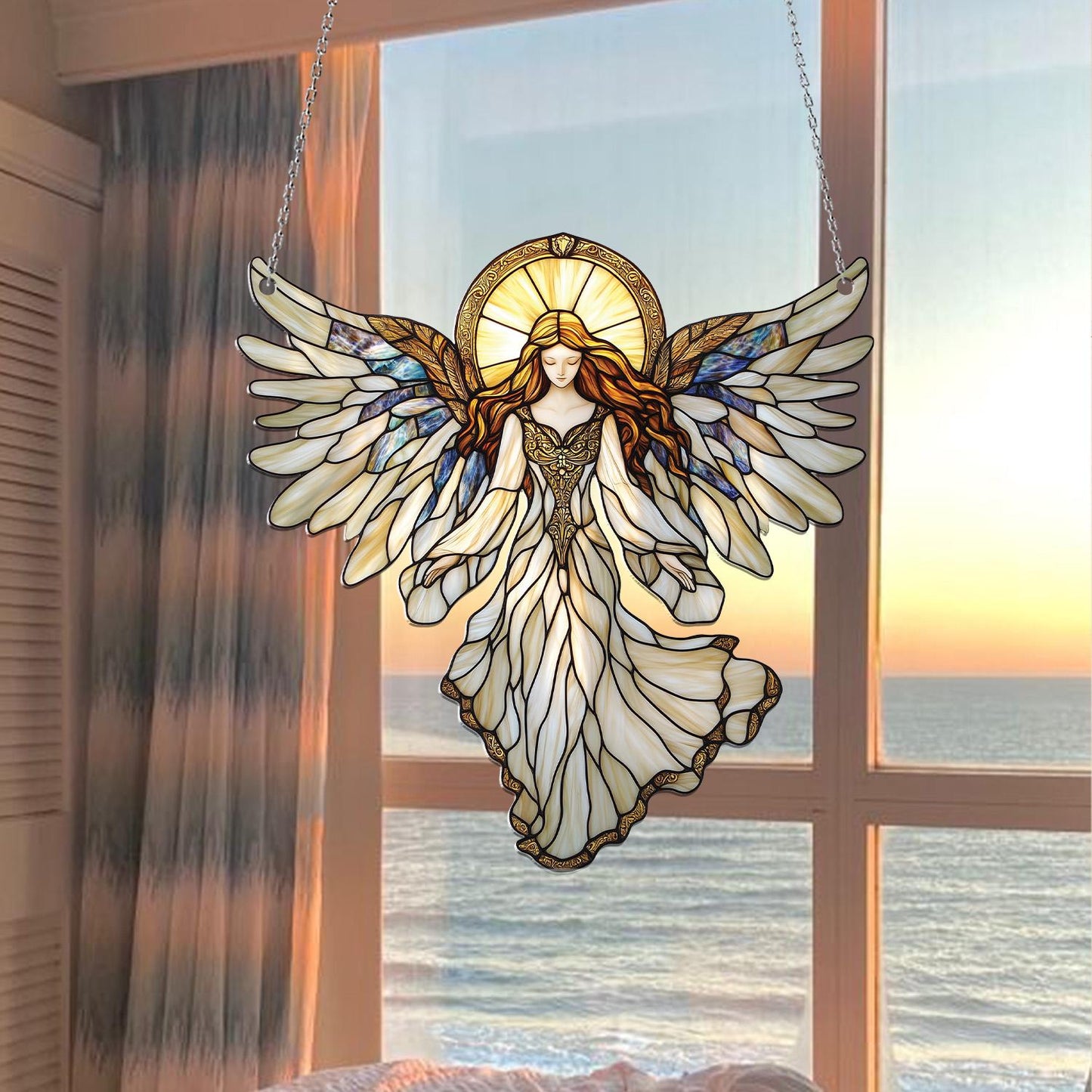 Angel with Wings Acrylic Window Hanging, Heaven Acrylic Window Hanging, Gift for Spiritual Angel Lovers, Gift for Mom, Whimsical Angel Decor