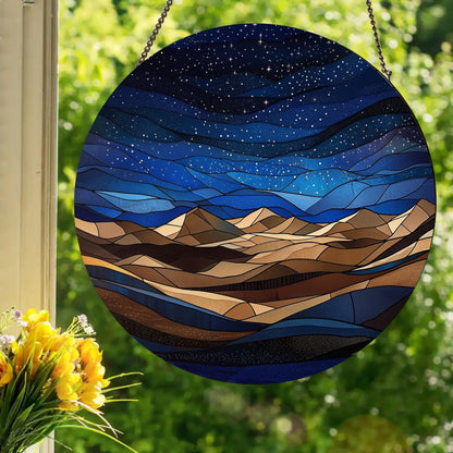 Desert Sand Dunes: Stained Glass Style Window Hanging Made With Real Glass