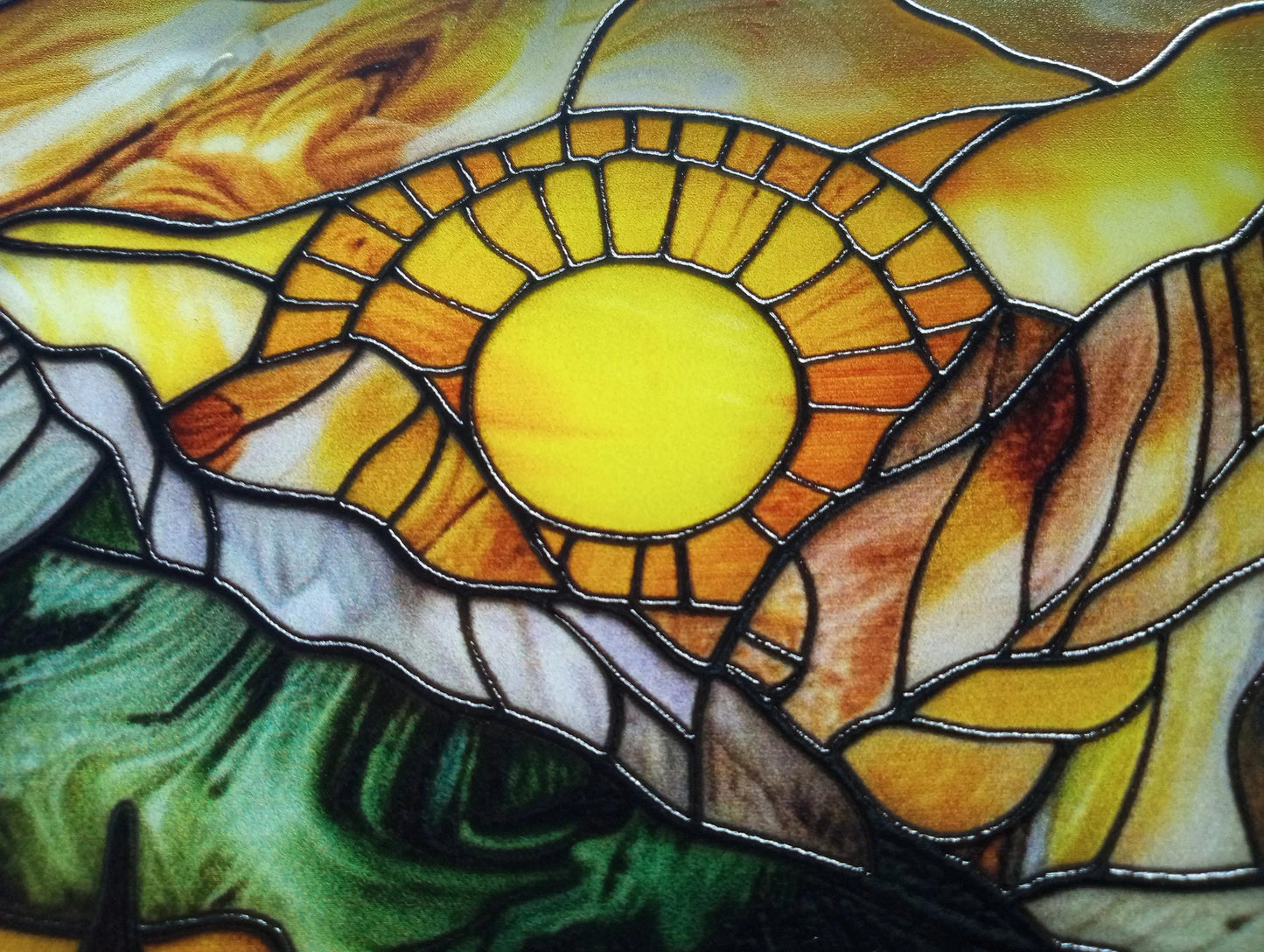 Mountain Range: Stained Glass Style Window Hanging