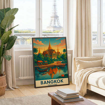 Bangkok Travel Poster, Thailand Wall Art, Bangkok Print, Wedding Gift, Birthday Present, Travel Print, Bangkok Wall Art, Travel Decor