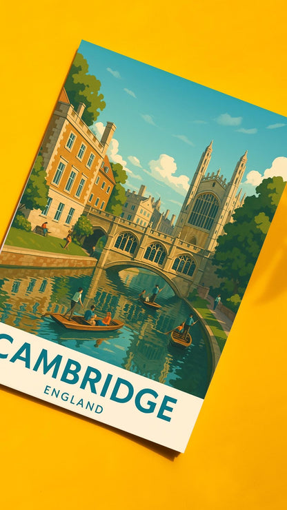 Cambridge Poster, Cambridge Wall Art, Britain Wall Art, Cambridge Travel Print, Cambridge Art, Wedding Gift, Birthday Present, Travel Decor