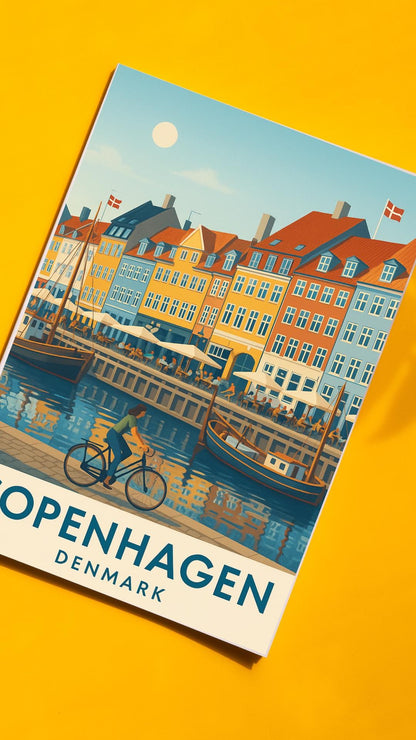 Copenhagen Poster, Copenhagen Wall Art, Denmark Wall Art, Copenhagen Travel Print, Wedding Gift, Birthday Present, Travel Decor Interrailing