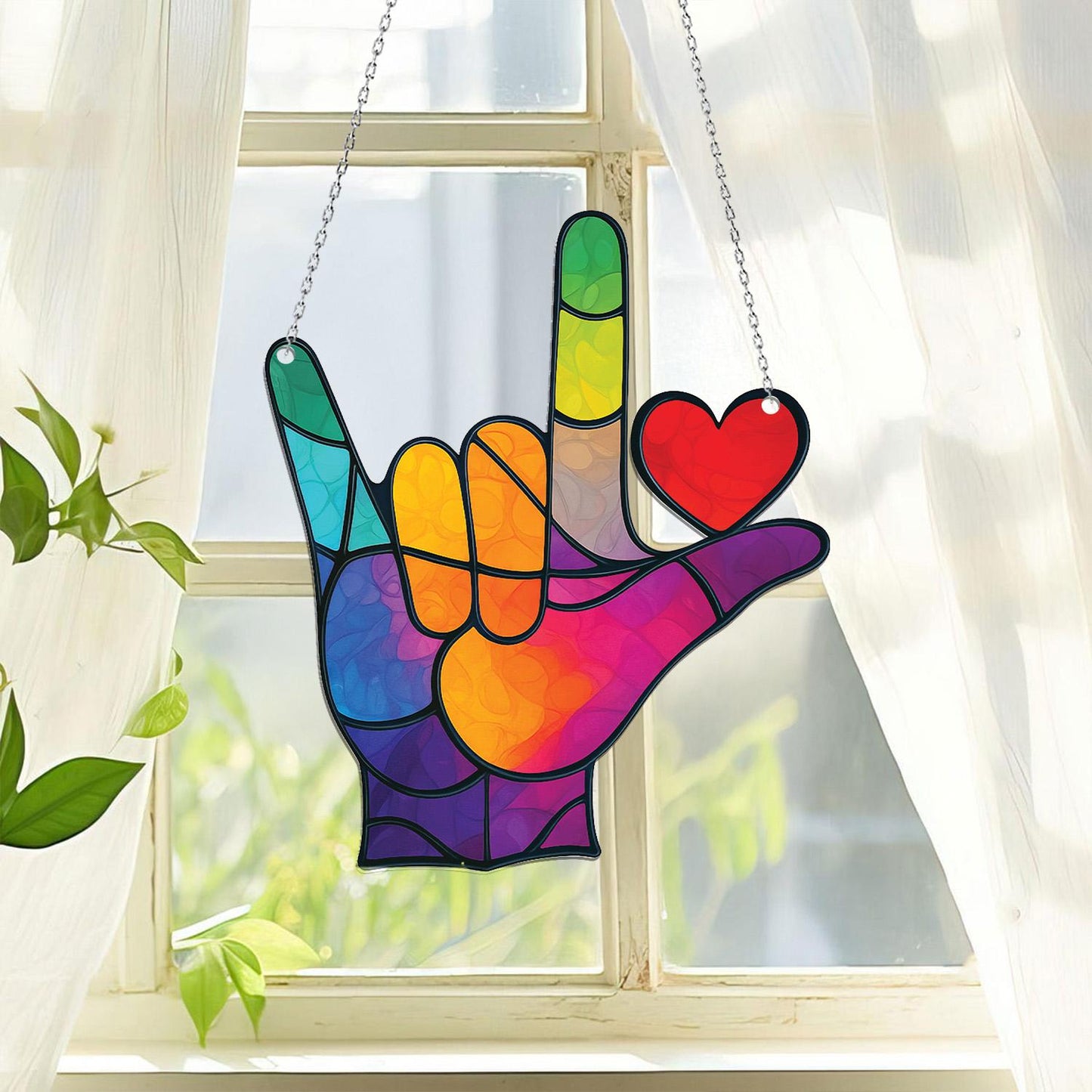 Sign Language Acrylic Window Hanging, Sign Language Gift, ASL Gift, ASL Teacher, American Sign Language, ASL Teacher Window Decor, Hand Sign