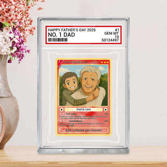 Personalized Father's Day 2025 Gift Trading Card Style Acrylic Plaque, Grandpa, Anime Photo Acrylic Block, Gift For Dad From Kid, Papa Gift