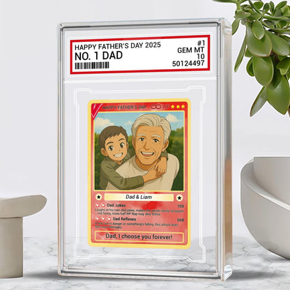 Personalized Father's Day 2025 Gift Trading Card Style Acrylic Plaque, Grandpa, Anime Photo Acrylic Block, Gift For Dad From Kid, Papa Gift