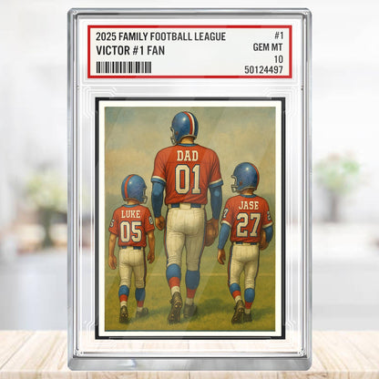 Custom Buffalo Football Acrylic Block Gift for Daddy, Personalized Sports Trading Card with Kids' Names, Dad Sports, Buffalo Team Plaque