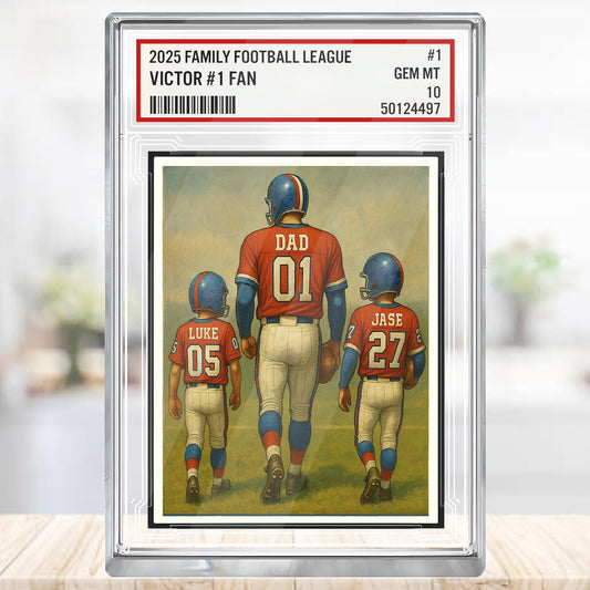 Custom Buffalo Football Acrylic Block Gift for Daddy, Personalized Sports Trading Card with Kids' Names, Dad Sports, Buffalo Team Plaque