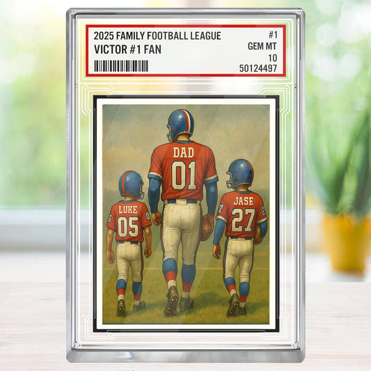 Custom Buffalo Football Acrylic Block Gift for Daddy, Personalized Sports Trading Card with Kids' Names, Dad Sports, Buffalo Team Plaque