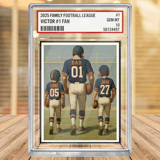 Custom Denver Football Acrylic Block Gift for Daddy, Personalized Sports Trading Card with Kids' Names, Dad Sports, Denver Team Plaque