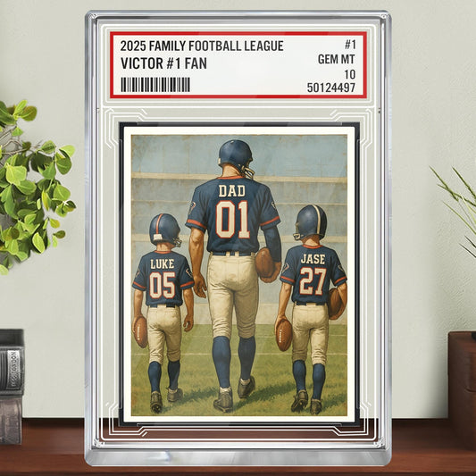 Custom Houston Football Acrylic Block Gift for Daddy, Personalized Sports Trading Card with Kids' Names, Dad Sports, Houston Team Plaque