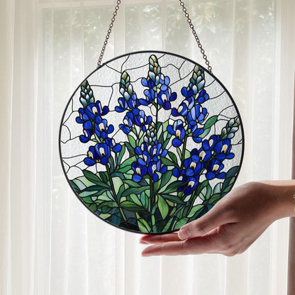 Texas Bluebonnet Stained Glass Suncatcher, Blue Wildflowers Suncatcher, Texas Flower Ornament, Texas Bluebonnet Decor gift, mom garden gift