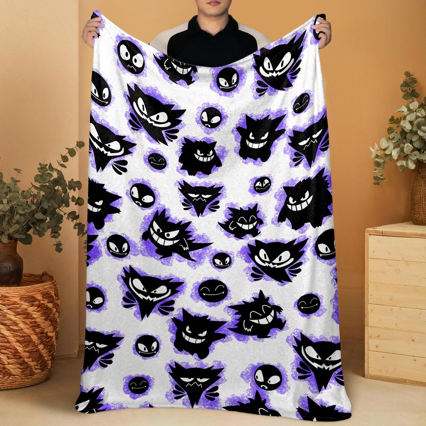 Gengar Fleece Blanket Home Decor Throw Blanket Cute Baby Blanket Gengar Blanket Gifts