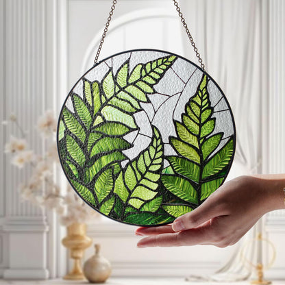 Fern Plant STAINED GLASS Suncatcher, Tropical Leaf Suncatcher, Fern Plant Light Catcher, Plant Mom Gift, Fern Plant Glass Wall Decor
