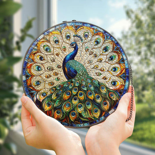 Peacock Stained GLASS Sun catcher, Peacock Sun catcher Ornament, Thanksgiving Gift, Housewarming Gift, Peacock Lover Gift, Bird Feeder Gift