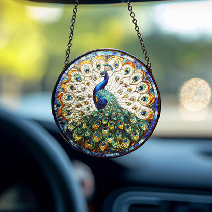 Peacock Stained GLASS Sun catcher, Peacock Sun catcher Ornament, Thanksgiving Gift, Housewarming Gift, Peacock Lover Gift, Bird Feeder Gift