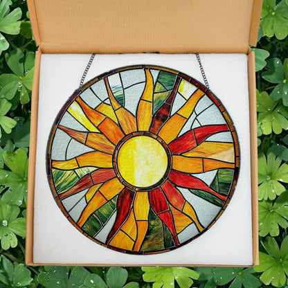 Sun Glass Suncatcher, Sun Suncatcher Ornament, Whimsical Spiral Sun, Sun Art, Sun Set Lover Gift, Sun Home Decor, New Home Decor, mom gift