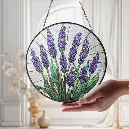 Lavender Stained Glass Suncatcher, Lavender Suncatcher, Lavender Lover Decor, Flower Lover Gift, Lavender Window Hanging Decor, Garden Decor
