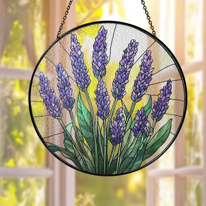 Lavender Stained Glass Suncatcher, Lavender Suncatcher, Lavender Lover Decor, Flower Lover Gift, Lavender Window Hanging Decor, Garden Decor