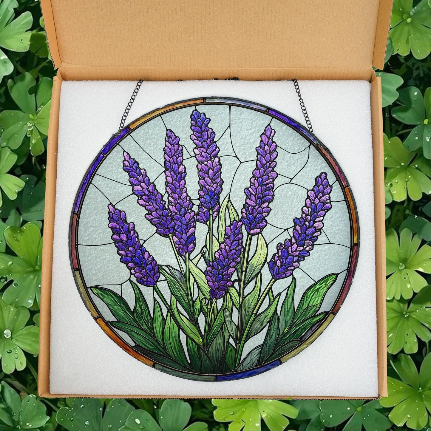 Lavender Flower Stained Glass Suncatcher, Purple Stained Glass Decor, Lavender Flower Lover Gift, Gift For Garden Lover, Nature Lovers Gift
