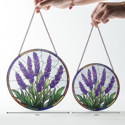 Lavender Flower Stained Glass Suncatcher, Purple Stained Glass Decor, Lavender Flower Lover Gift, Gift For Garden Lover, Nature Lovers Gift