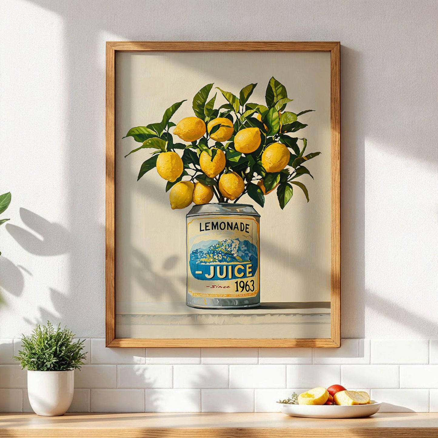 Lemonade Juice Tree Wall Art Botanical Kitchen Print Lemon Poster Dining Room Fruit Art Country Farmhouse Oil Painting Wall Art Poster Gift