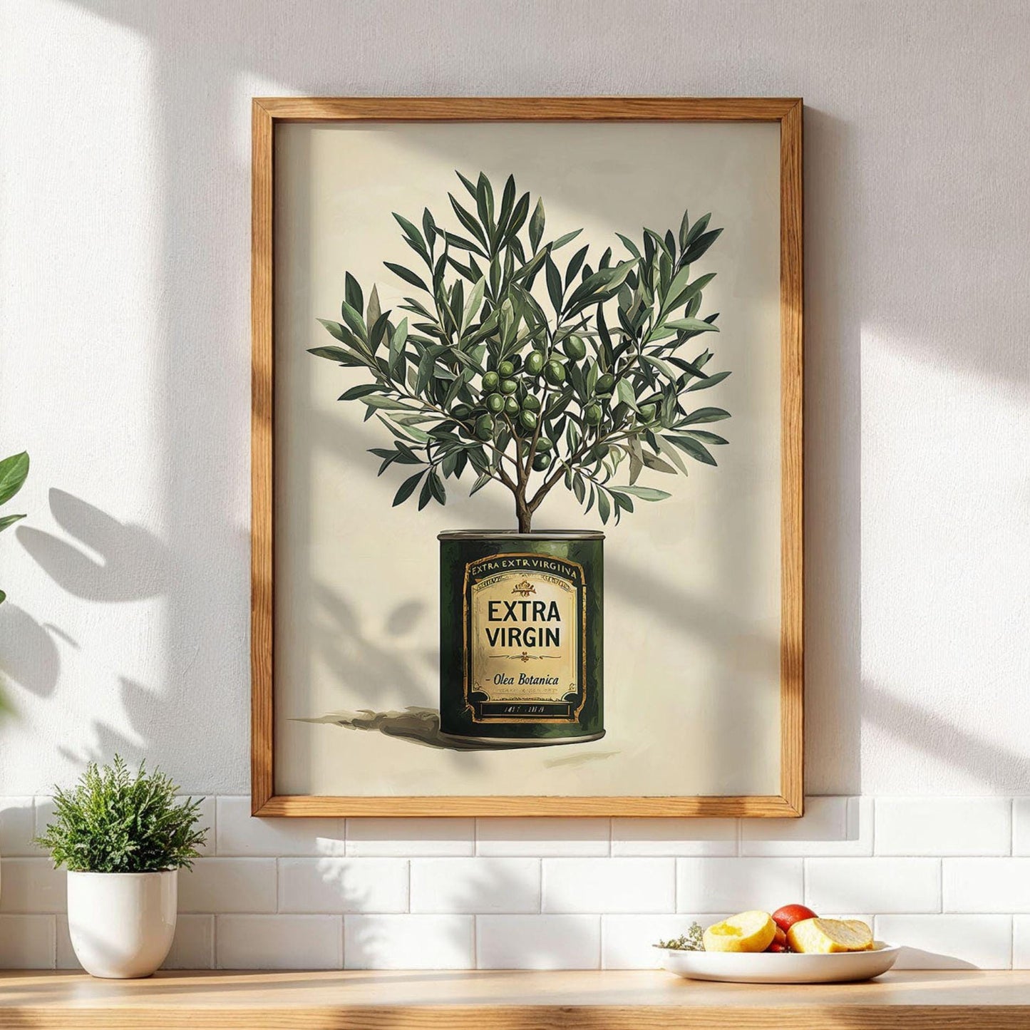 Olive Tree Kitchen Wall Art Extra Virgin Olive Oil Poster Rustic Greenery Dining Room Print Country Kitchen Oil Painting Wall Art Poster