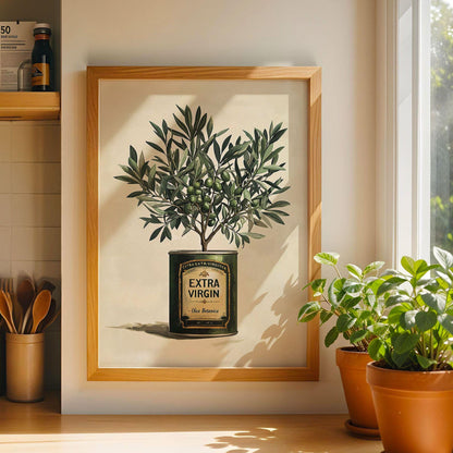 Olive Tree Kitchen Wall Art Extra Virgin Olive Oil Poster Rustic Greenery Dining Room Print Country Kitchen Oil Painting Wall Art Poster