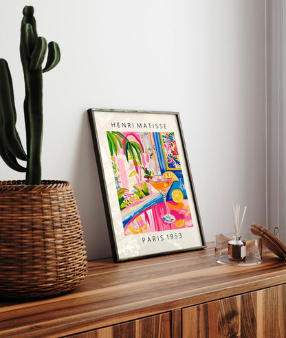 Aperol Spritz Matisse Style Print: Pink Dopamine Cocktail Wall Art