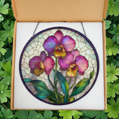 Orchid Flower Suncatcher, Floral Sun Catcher, Botanical Home Decor, Unique Gift for Nature Lovers, Flower Suncatcher