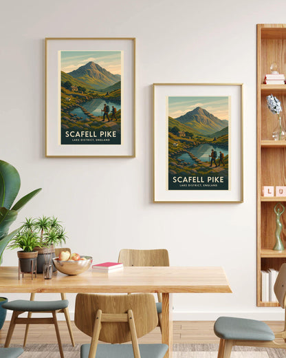 Scafell Pike The Lake District Keswick Poster Artwork, Three Peaks Challenge Mountain Climbing Print, Home Décor Gift for Wedding & Birthday