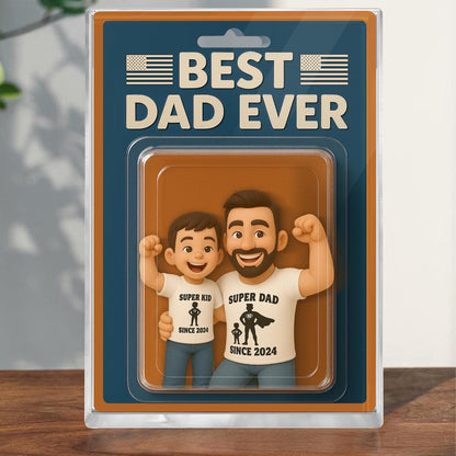 Custom Photo Dad And Kids Action Figure Acrylic Block, Personalized Father's Day Gift For Dad, Best Dad Ever Block Plaque, Gift For Husband