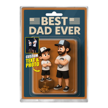 Custom Photo Dad And Kids Action Figure Acrylic Block, Personalized Father's Day Gift For Dad, Best Dad Ever Block Plaque, Gift For Husband
