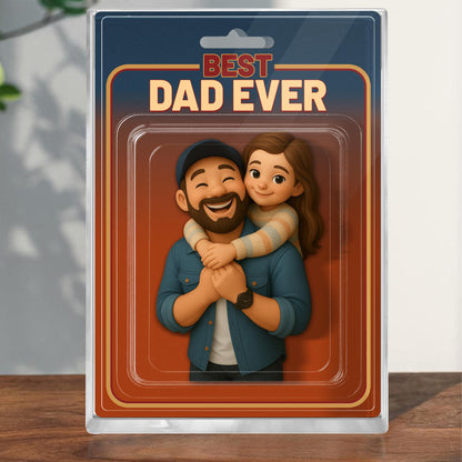 Custom Photo Dad And Kids Action Figure Acrylic Block, Personalized Father's Day Gift For Dad, Best Dad Ever Block Plaque, Gift For Husband