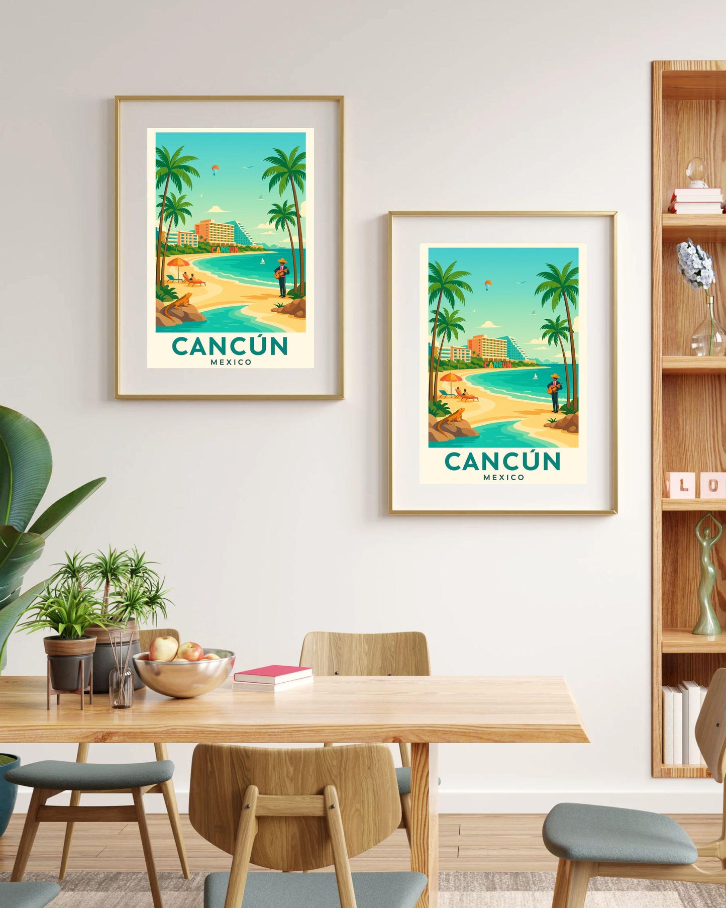 Cancun Travel Wall Art, Vibrant Skyline Poster, Travel Print Decor, Birthday & Wedding Gift for Home, Modern Mexico Art, Cancun Vacations