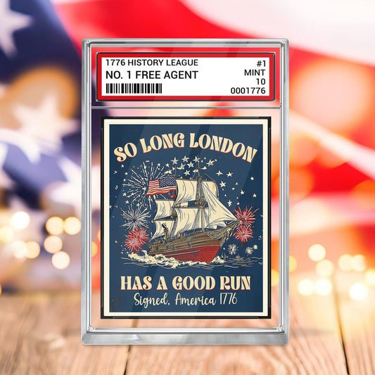 So Long London Had A Good Run 4th Of July Acrylic Block, No. 1 Free Agent US Trading Card Style, Patriotic, Independence Day Acrylic Plaque