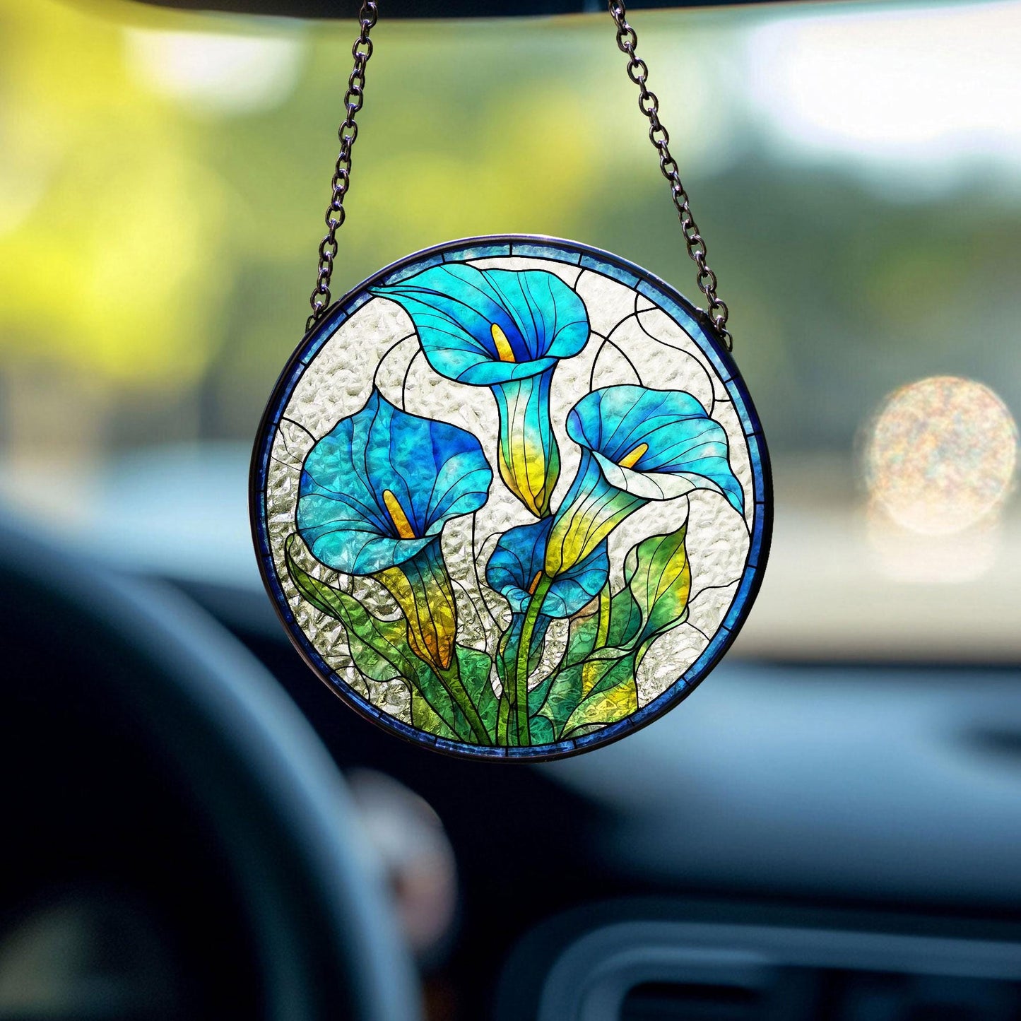 Blue Calla Lily Flower Suncatcher, Calla Lilies Stained Glass Suncatcher, Birthday Gift for Mom Mother Grandmother, Calla Lily Lover Decor