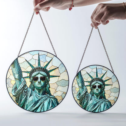 Statue of Liberty glass art window suncatcher radiant light ornament Independence Day patriotic gift for friends family