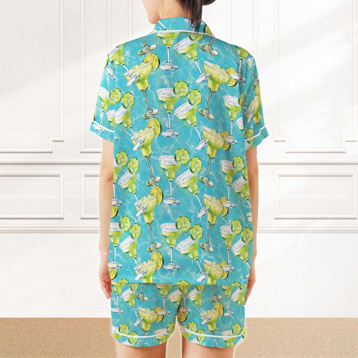 Funny Margarita Cocktail Pajamas Set, Drinking Pajama Sleepwear Short Sleeve Pajama Set, Margarita Lover Home Wear Set, Summer Party Gift